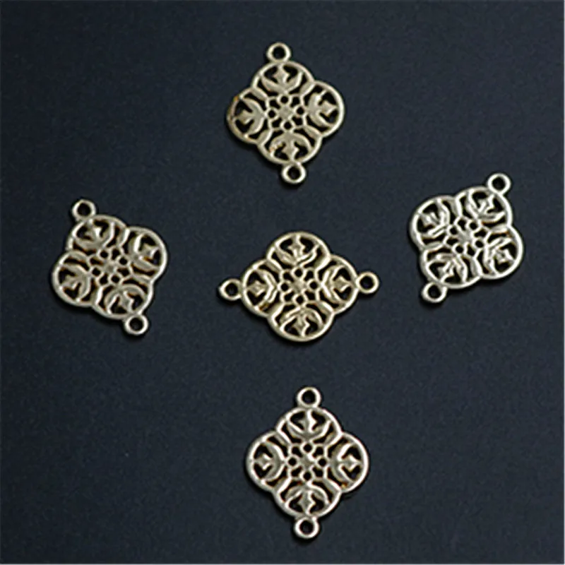 

8pcs Gold Plated Chinese Knot Charm Connectors Retro Necklace Earrings Pendant DIY Metal Jewelry Handicraft Making 21*15mm A1319