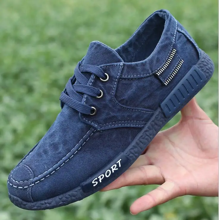 New Fashion 2017 Breathable Canvas Mens Shoes Lace-Up Solid Light shoes Spring Autumn Casual Denim For Men | Обувь