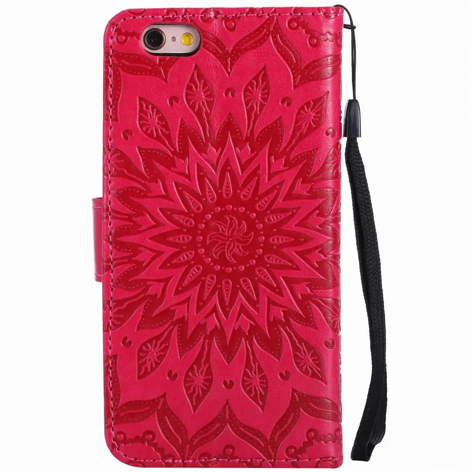 Кожаные чехлы-книжки с цветами для iPhone X, XR, XS, 11 Pro Max, 8, 7 Plus, 5S, 6 S, Touch 5, 6, однотонная цветная крышка, мандала, сумка для телефона DP23Z