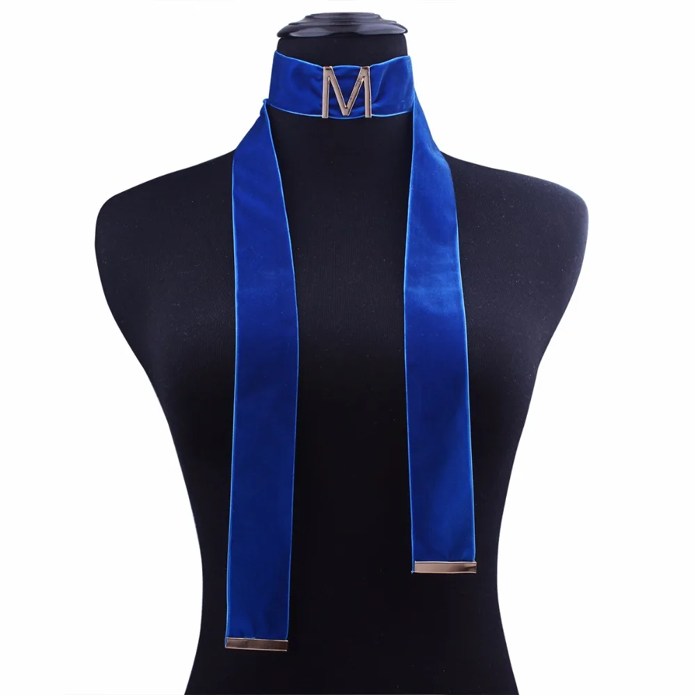 CDN087 New Statement Wine Red Necklace For Women Fashion Velvet Long Flannel With Initial &quotM&quot Choker Jewelry Female | Украшения и