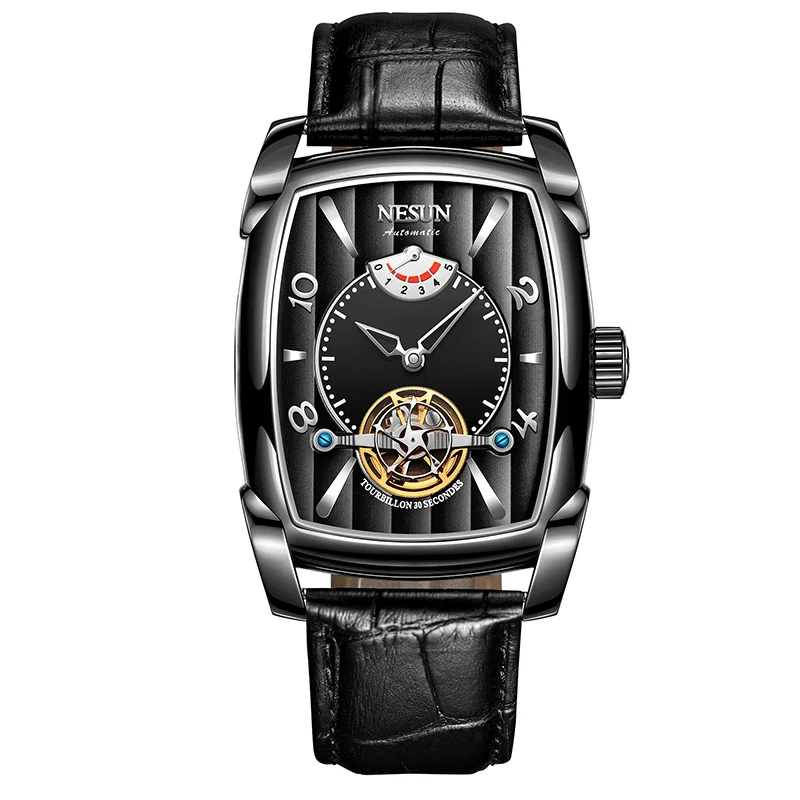 Автоматические механические часы Nesun Tourbillion мужские часы-скелетоны роскошные
