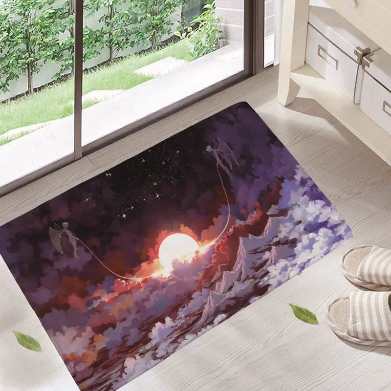 Черный Dream scenery Door Mat Floor Carpet for Living Room mountain Pattern Coral Fleece Rug Anti-Slip Doormat Home Decor dd12 - Цвет: Черный