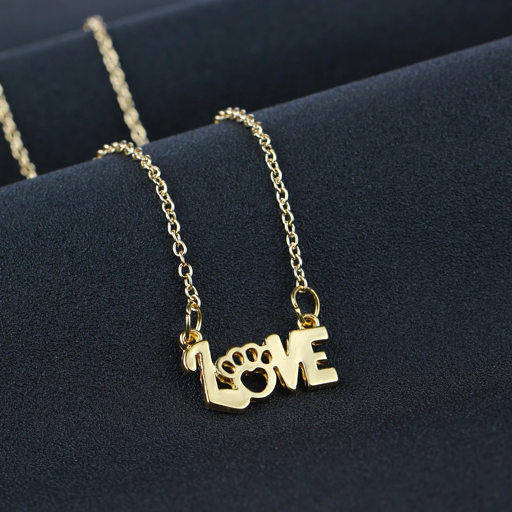 Ожерелье с подвеской в виде лапы для домашних животных надписью Love Алфавит