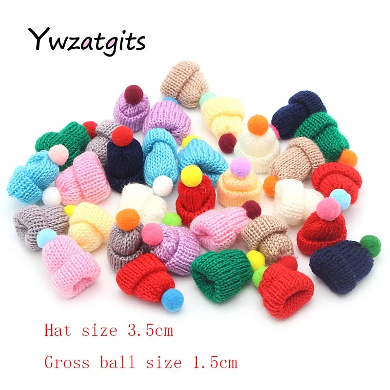 Style 2 Ywzatgits 10 шт. 3,5 см Смешанная шерстяная пряжа мини Кепка головной убор одежды куклы Рождество ремесло материалы для скрапбукинга YB1109 - Цвет: Style 2