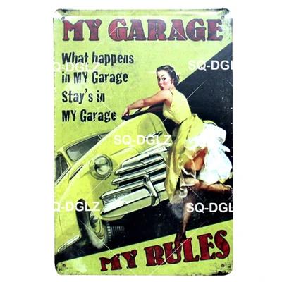 [SQ-DGLZ] мышцы автомобиля Жестяная Табличка на гараж Настенный декор "Garage Rules" Изделия из металла "Garage Rules" алмазов картина таблички плакат - Цвет: 0115