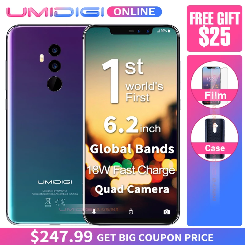 Umidigi Z2 Глобальный Версия 6 2 &quotполный Экран Смартфон Android 8 1 ГБ Оперативная память
