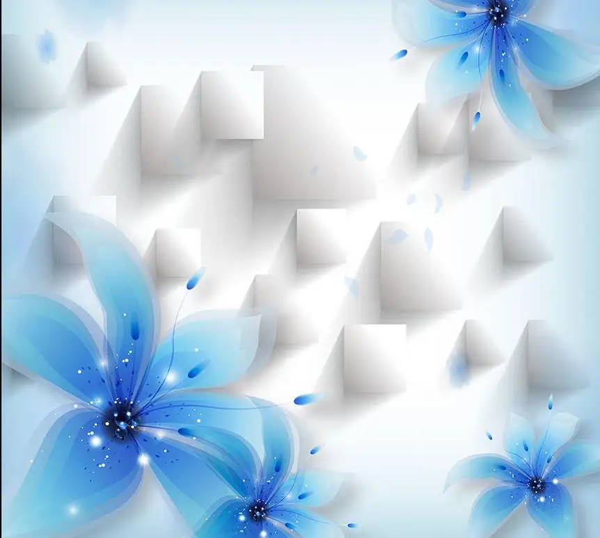 3d напольное покрытие Синяя лилия красивые прозрачные цветы 3D Модный пол ПВХ обои