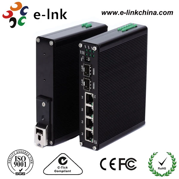Самонастраиваемый закаленный 4 портовый 10/100/1000base t + 2 1000 базовый SFP Ethernet