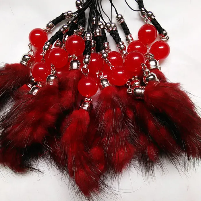 Новинка высокое качество красочный брелок для автомобиля с хвостом из меха норки