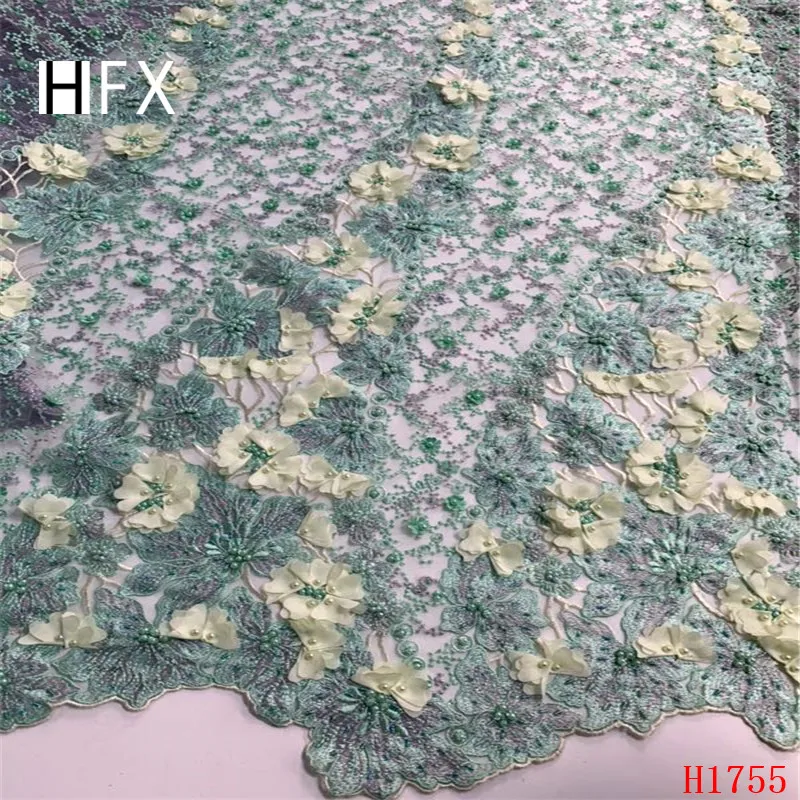 Нигерийское кружево ткань новейшее французское кружево ткань 3d кружевная ткань с бусинами eEmbroidery африканская кружевная ткань для вечерние платье H1755
