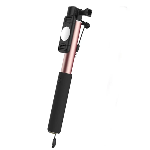 В продаже Rock Monopod 3,5 мм проводное управление универсальные мини селфи палки для iPhone/amsung/LG/huawei/Xiaomi IOS Android телефонов - Цвет: Rose Gold