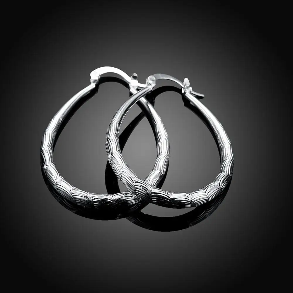 Женские серьги кольца в стиле ретро Aros Plata овальные с рисунком рыбы для вечеринки