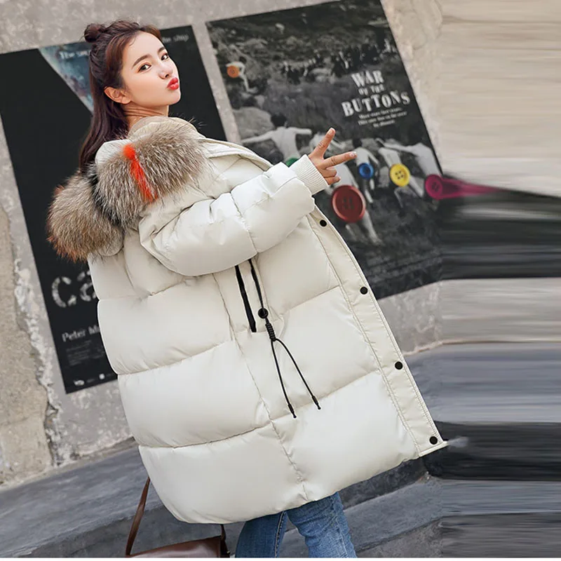 Парка женская зимняя куртка пальто с капюшоном женский меховой воротник парка