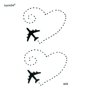 Самолёт с любовью, водостойкая временная татуировка, имитация татуировки, боди-арт, флэш-тату, татуировки, временные татуировки для женщин и мужчин