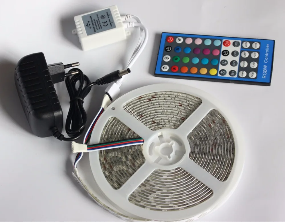 Светодиодная лента IP20/ IP65/IP67 SMD 5050 RGBW / RGBWW 5 м, гибкая лампа 12 В постоянного тока + контроллер 40 клавиш + адаптер питания 3 А