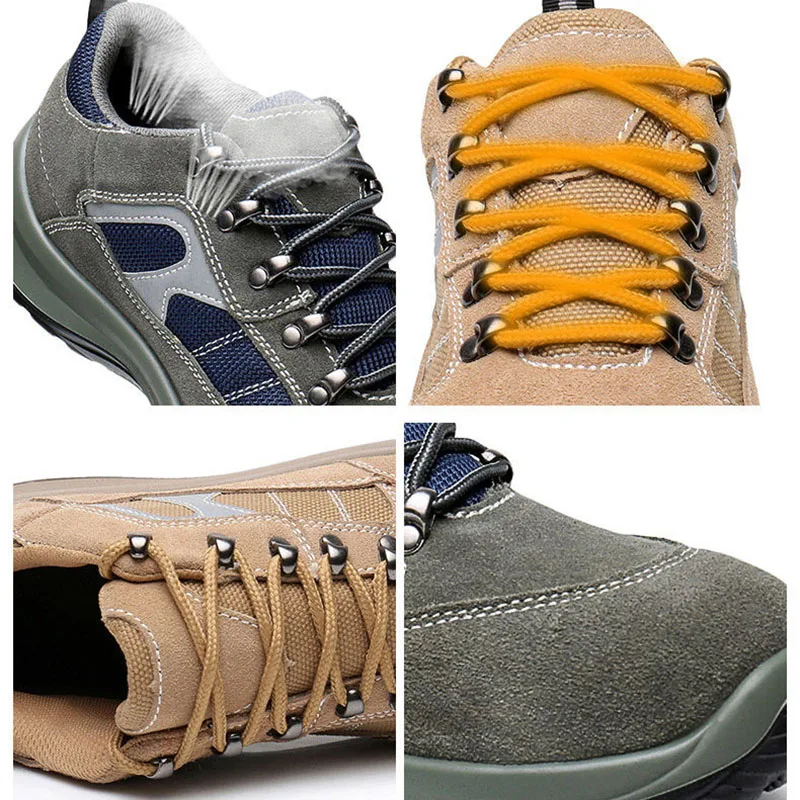 

Work & Safety Shoes For Men Leather Outdoors Round Toe Sneakers Mens Indestructible Boots Combat Desert Casual Shoes Plus Size