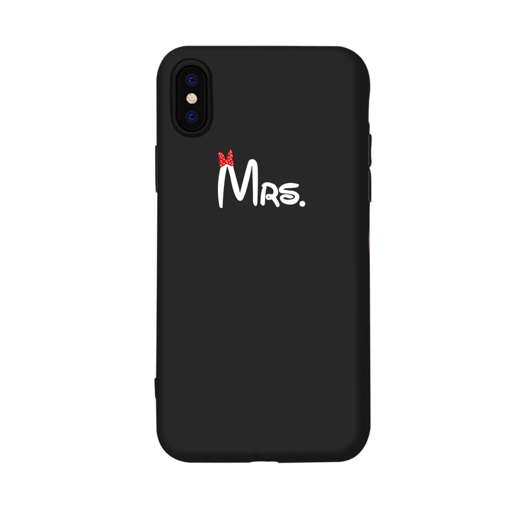 A200555 Чехол для телефона, чехол для iPhone 6, 6S Plus, X, XR, 5, SE Plus, романтическая пара, бант, Mr Mrs, черный, мягкий чехол для телефона, для iPhone 8, 7 Plus - Цвет: A200555