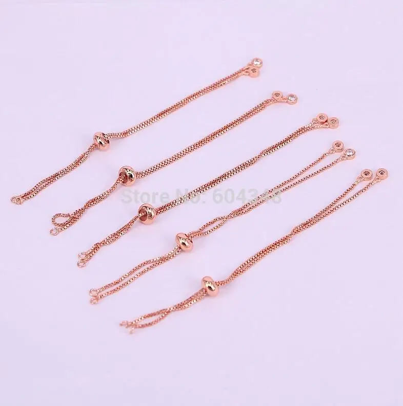 rose gold color 20 шт. Золотой/серебристый/черный/розовое золото браслет-цепочка Регулируемая цепочка макраме браслет для DIY женщин ювелирные изделия - Окраска металла: rose gold color
