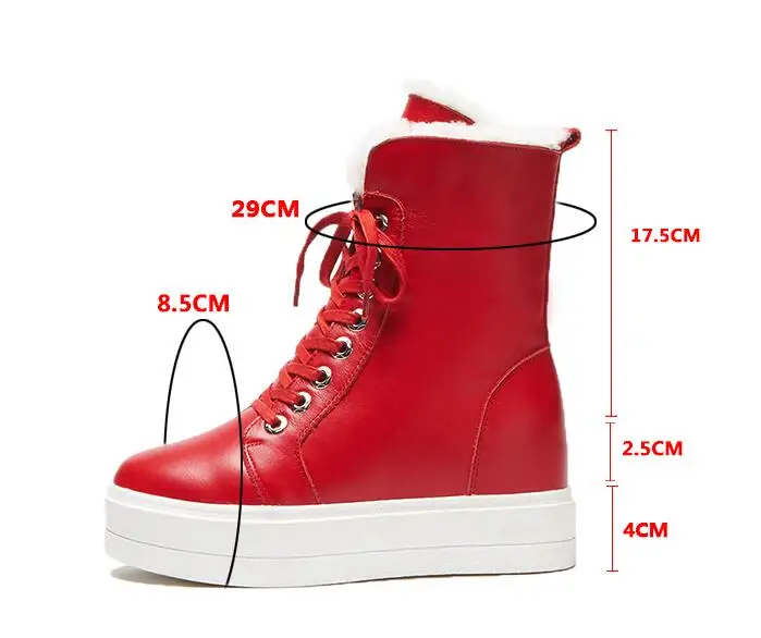

{Zorssar} Brands 2018 New Genuine Leather Warm Plush snow boots Women Ankle Boots High heel platform boots winter woman shoes