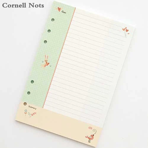 Cornell Nots Милый мультфильм Nulti цвет блокнот Наполнитель Бумаги A5/A6 цвет внутренний Core планировщик внутри страницы подарок канцелярские принадлежности - Цвет: Cornell Nots