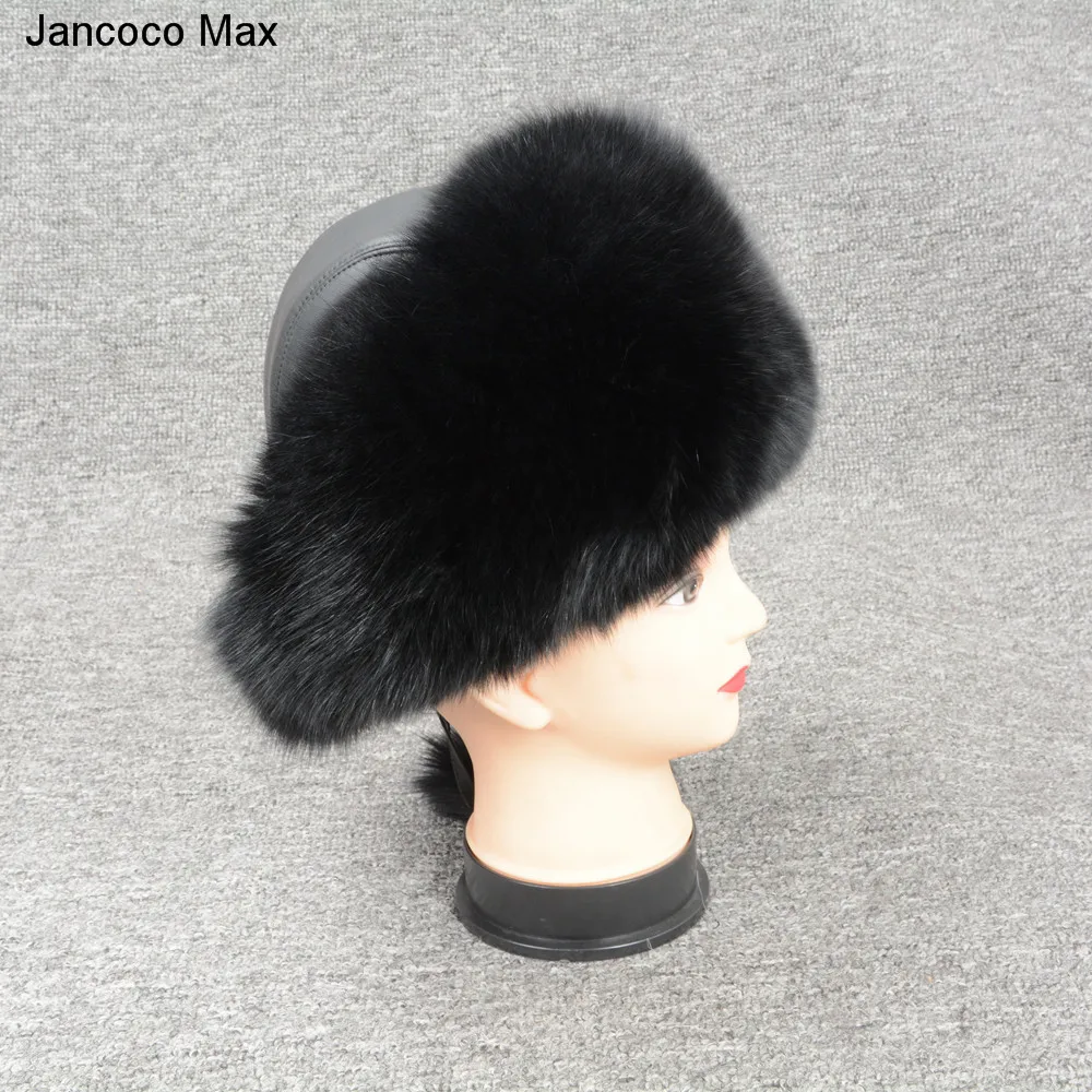 Jancoco Max натуральным лисьим мехом меховые шапки-бомберы зимние Для женщин теплые высокое качество модные бейсболки новое поступление S7148