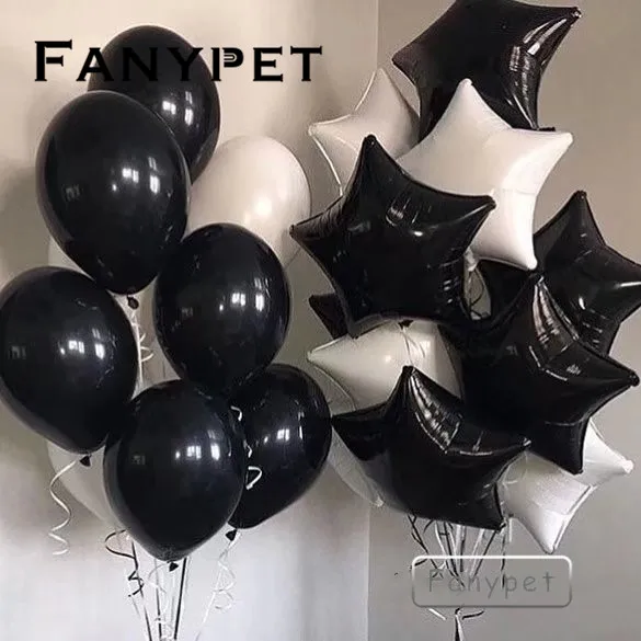 10 шт./лот 18 дюймов белые черные звезды сердце фольги шары на день рождения