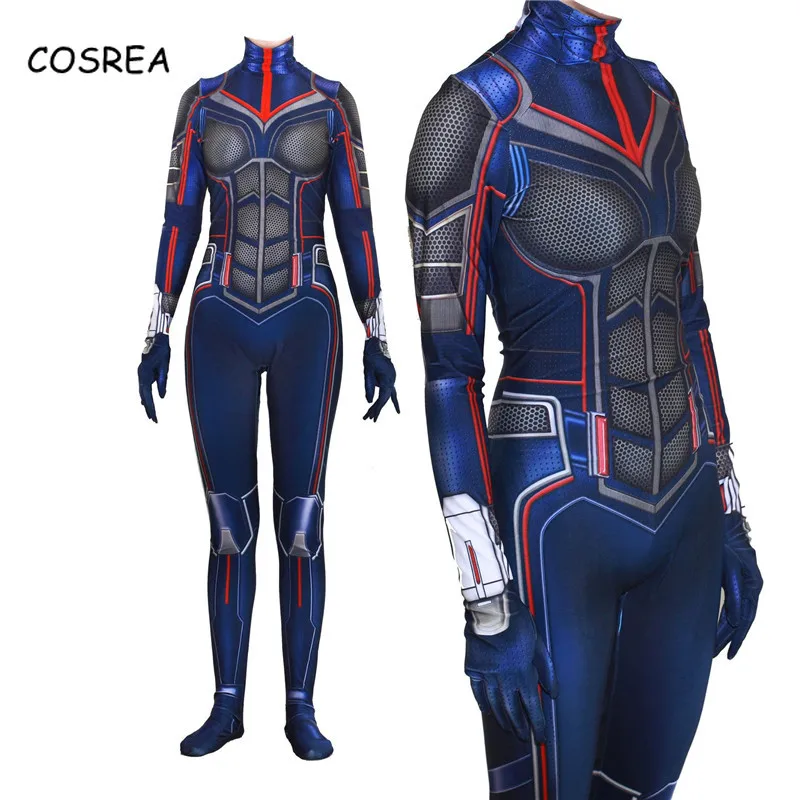 

Superhero Wasp Cosplay Costumes Janet Van Dyne Ant-Man Halloween Fancy Ball Jumpsuits Zipper Bodysuit