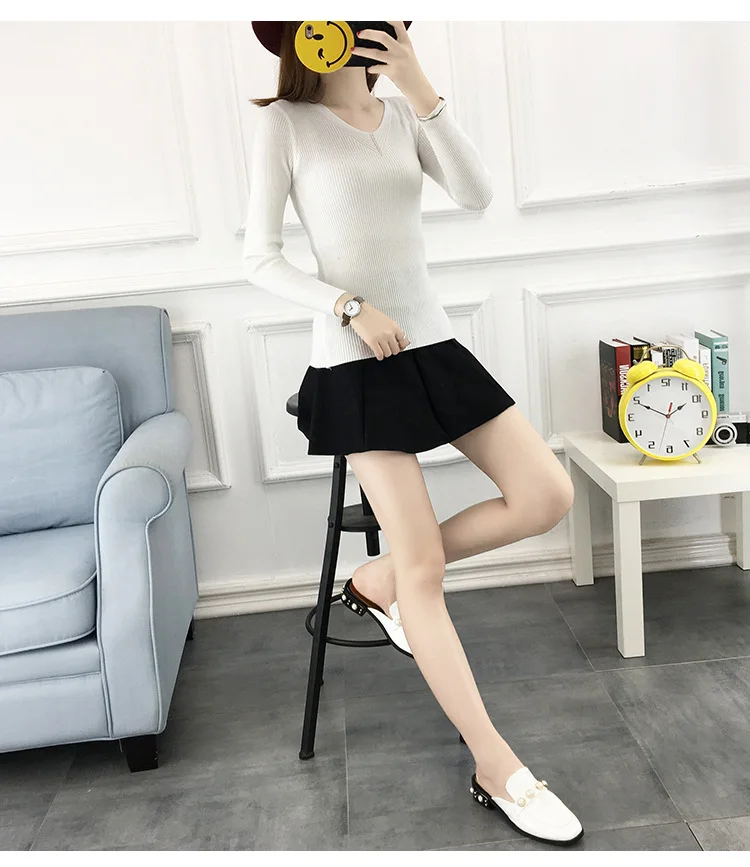 

2019 Womens Autumn Winter Cotton Blend Sweater V-Neck Pullovers Long Sleeve Jumpers Womens Knitted Sweaters