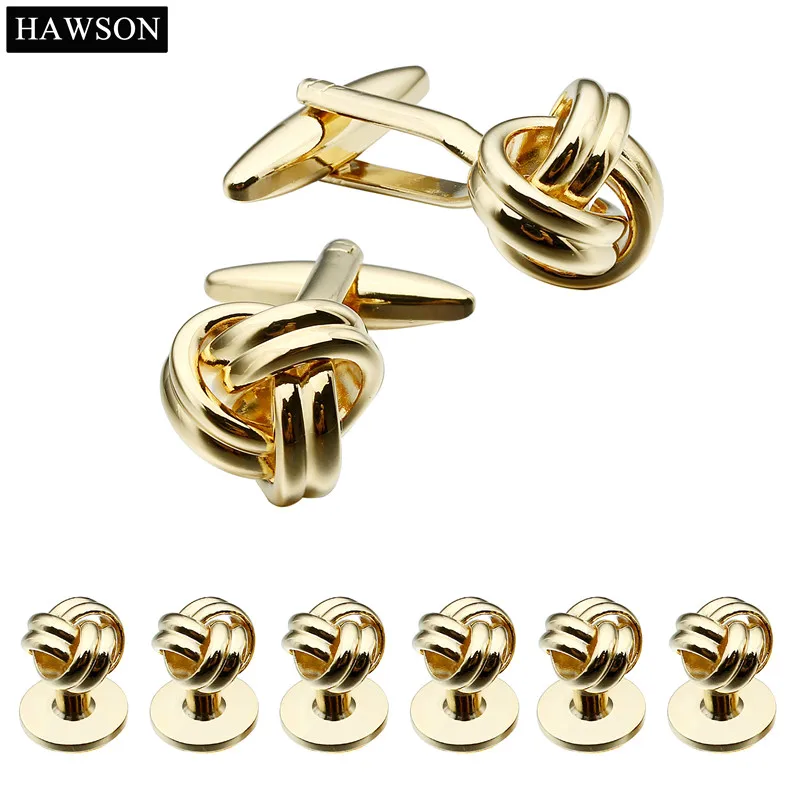 Запонки и шпильки для смокинга HAWSON позолоченные запонки с узлом цветком