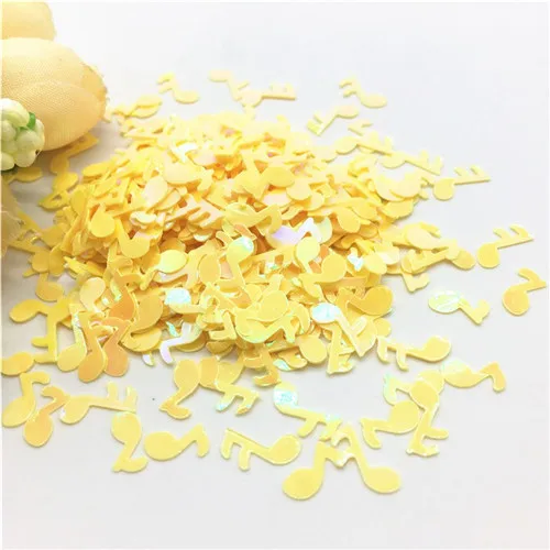 AB yellow Пайетки 4*9 мм в форме музыкальной ноты, ПВХ блестки для 3D дизайна ногтей, декор для маникюра, поделки своими руками, свадебные аксессуары, конфетти 20 г - Цвет: AB yellow