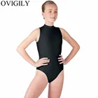 OVIGILYчерная водолазка без рукавов для девочек; гимнастическое трико для детей; блестящее эластичное балетное трико для танцев; костюм для шоу