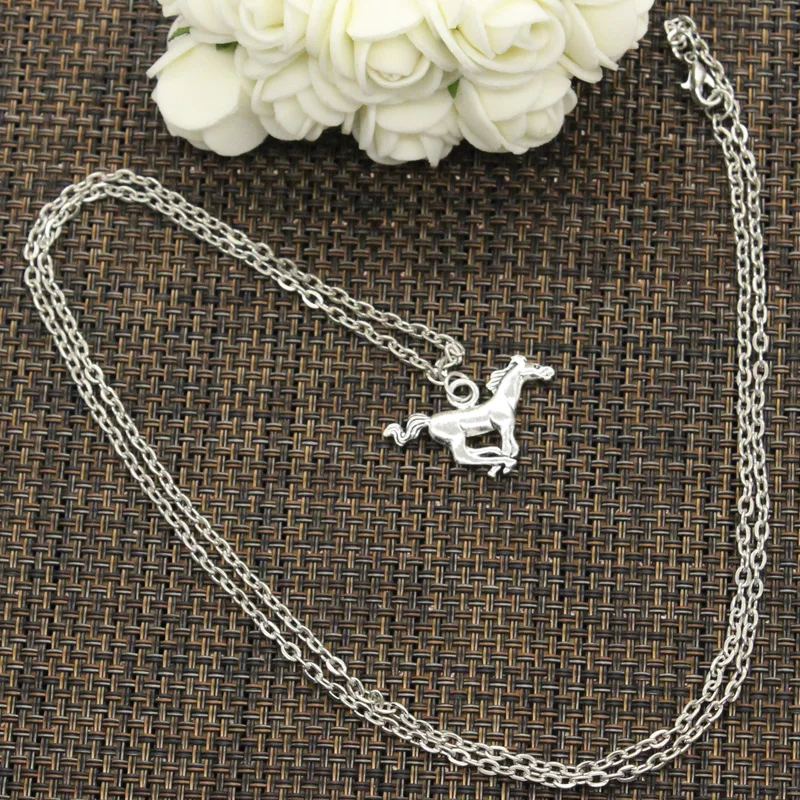 New Fashion Running Horse Steed Pendants Round Cross Chain Short Long Mens Womens DIY Silver Color Necklace Jewelry Gift | Украшения и
