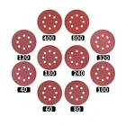 Круглые наждачные диски, 20  40 шт., 5 дюймов, 125 мм, 8 отверстий, пескоструйные листы, зернистость 60-2000, шлифовальный диск с крючком и петлей, полировочные абразивные инструменты