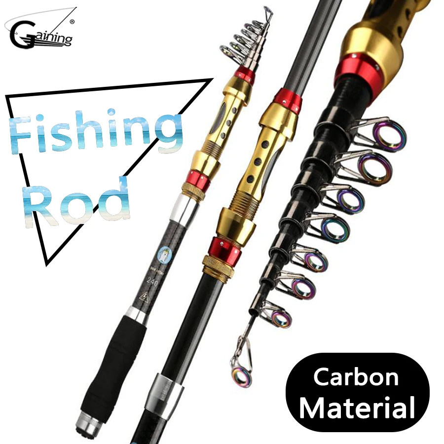 

1.8m-3.6m Carbon Fiber Telescopic Fishing Rod Portable Spinning Rod Pole Travel Sea Boat Rock Fishing Rod