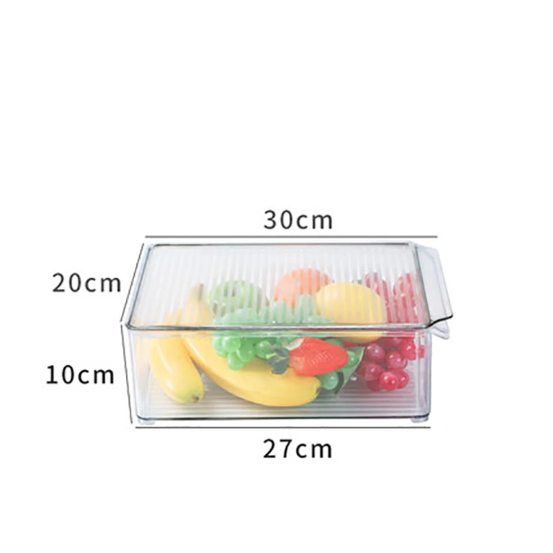 B PET Crisper с крышкой кухонный холодильник стеллаж для хранения морозильник ящик для хранения прозрачный контейнер для пищевых продуктов овощи фрукты свежий ящик - Цвет: B