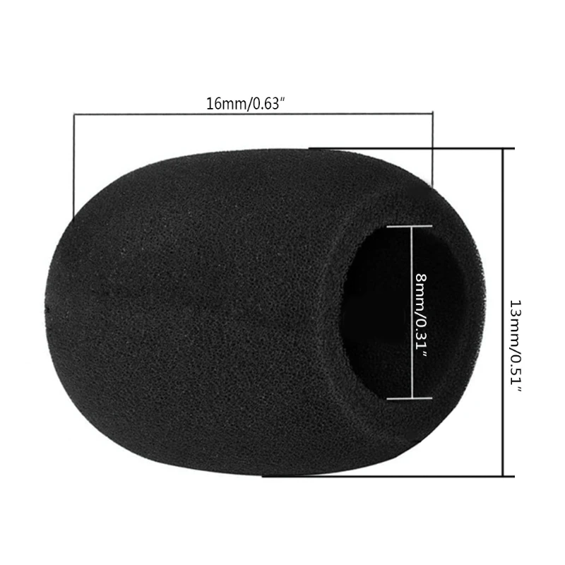 

Black New 5X Round Ball Lavalier Microphone Cover Foam Windscreen Sponge Windshields 6mm Opening