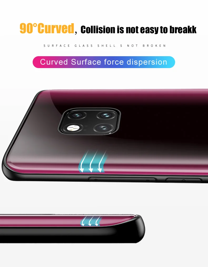 Vpower изогнутый стеклянный чехол для huawei mate 20 Pro чехол mate 20 задняя крышка противоударный силиконовый мягкий край для huawei mate 20 чехол s