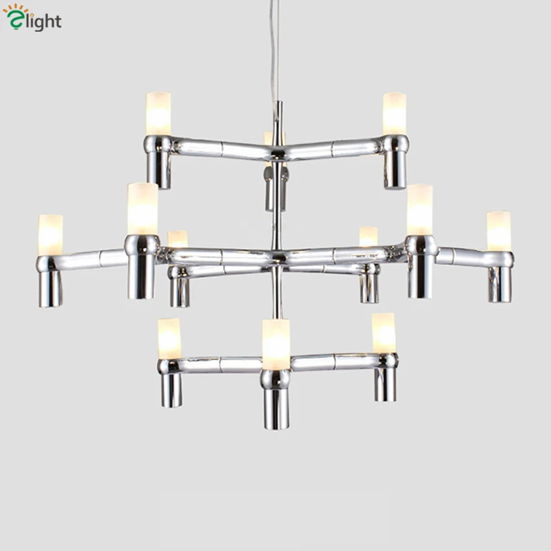 12 light С изображениями из мультфильма «В поисках Немо Корона основных Led хромированная Подвеска Люстра нордический минимализм Пост Модерн Золотая свеча матовый Стекло G9 люстра освещение - Цвет корпуса: 12 light