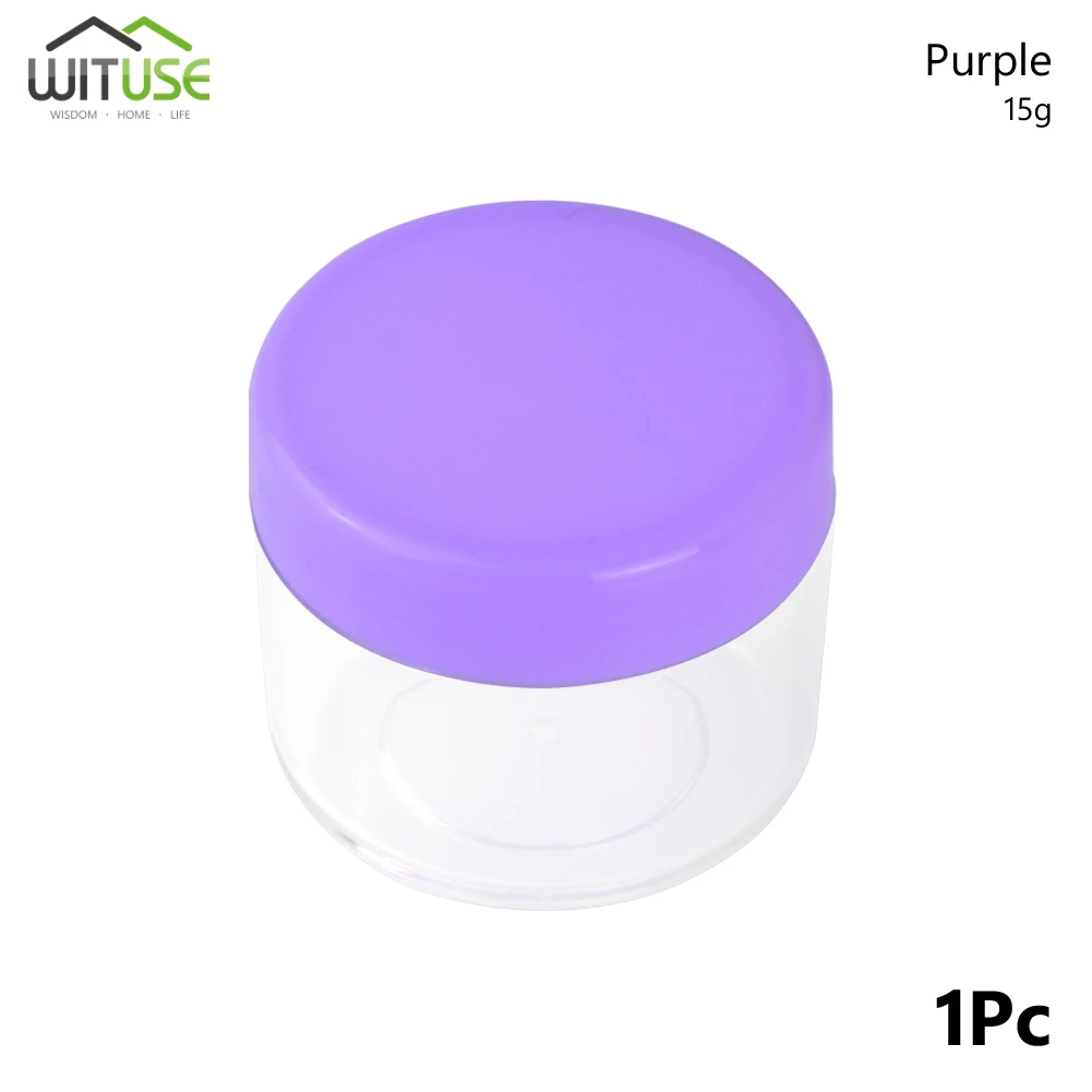 15g Purple Косметики баночка Ланч-бокс для макияжа кремовый многоразовый флакон для хранения горшок контейнер на круглые бутылки с точечной фиксацией Портативный Пластик прозрачный чехол 10, 15 г, 20 г - Цвет: 15g Purple