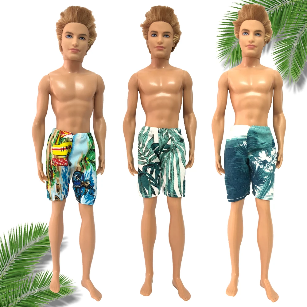 

NK 3 Pcs Prince Doll Beach Pants Doll Clothes Summer Shorts Casual Printing Beach Shorts Swimsuit For Ken Doll Accessories 5x