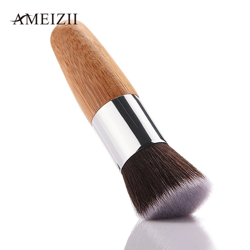 AMEIZII 1 шт. бамбуковые Кисточки для макияжа портативная плоская кисть румян