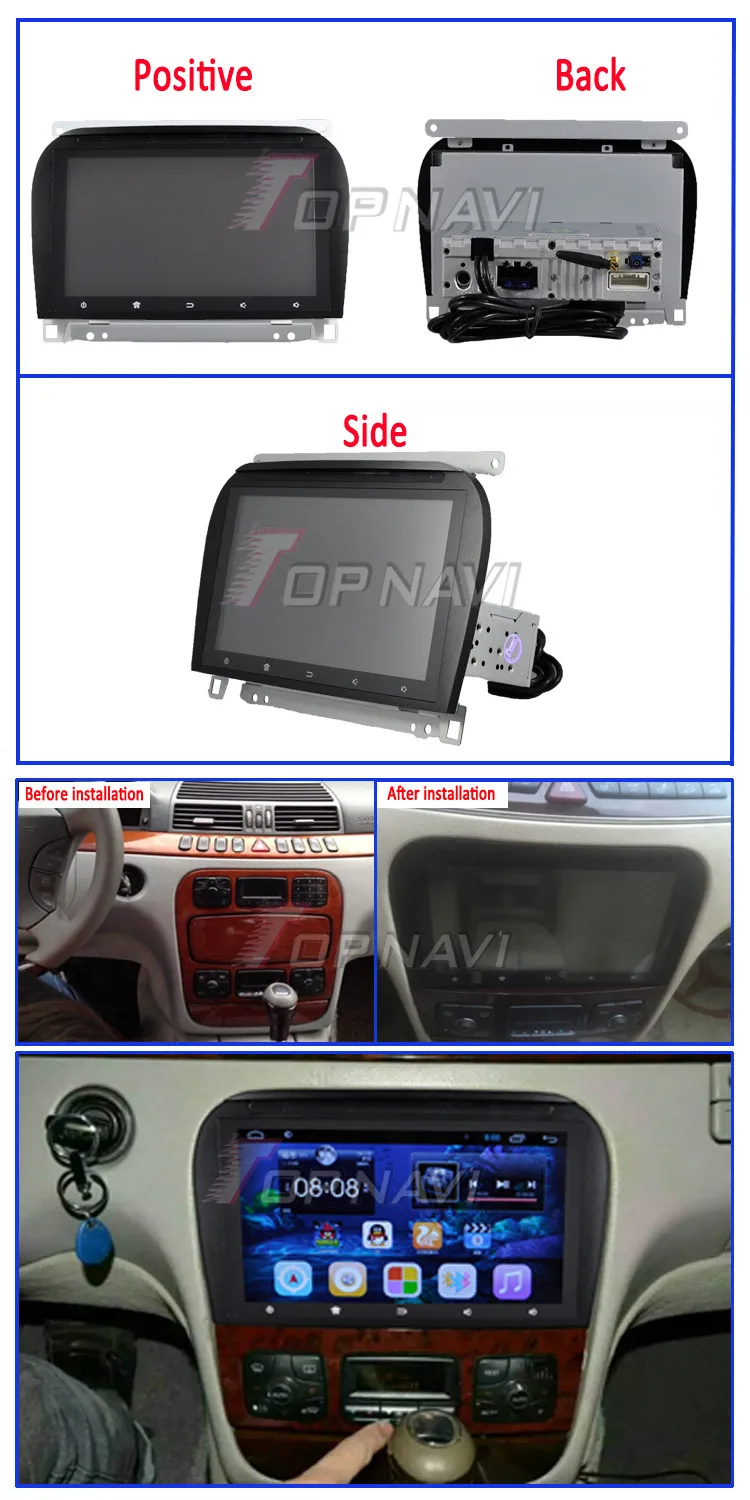 Автомобильный GPS навигатор TOPNAVI 9 дюймов Android 6 0 для Benz S350 (1998 1999 2000 2001 2002 2003 2004 2005)