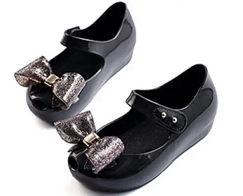 Черный Mini Melissa/3 цвета; детские сандалии с котами; прозрачные сандалии для девочек; коллекция года; Летние сандалии для девочек; пляжная обувь для малышей; 12-19 см - Цвет: Черный