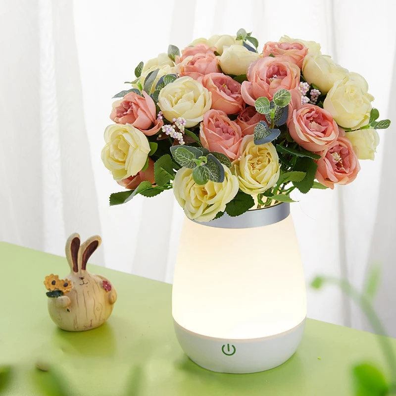Rechargeable White Led Vase Table Lamp Desktop Flowerpot Night Light Bedroom Bedside Home Decoration Indoor Lighting | Освещение
