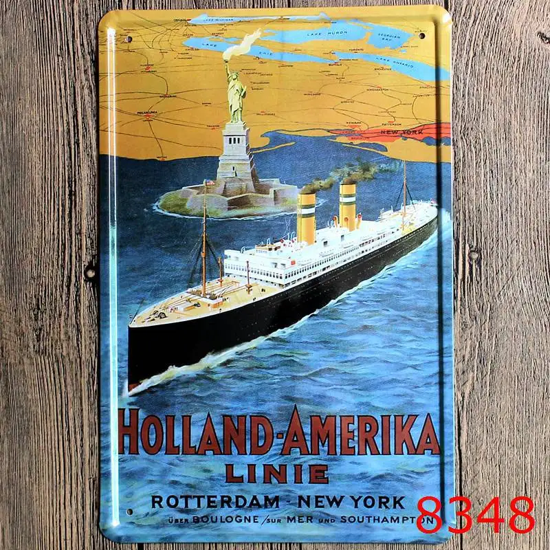 30x20 см Holland Amerika linie Винтаж Домашний Декор жестяной коробке знак Настенный декор