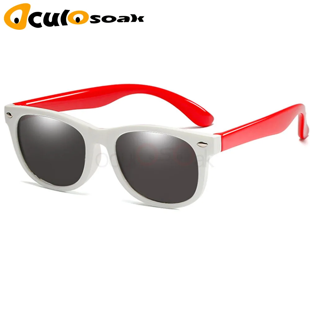 White Red Зеркальные детские солнцезащитные очки TR90 для мальчиков и девочек, поляризованные силиконовые защитные солнцезащитные очки, подарок для детей, малышей, UV400, Gafas - Цвет линз: White Red