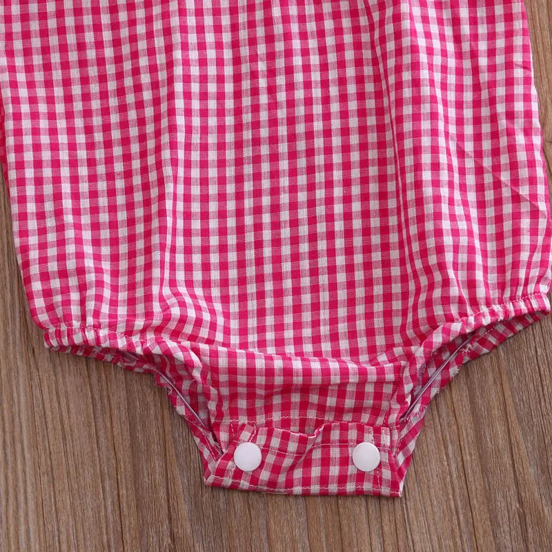 Милая одежда для малышей комбинезон в клетку новорожденных девочек без рукавов с