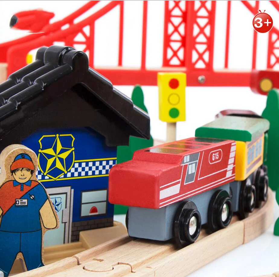 70 шт. поезд Игрушка модель автомобили деревянные здания слот трек