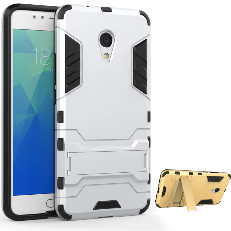 Luxury Hard PC+Soft Silicone TPU Rugged Rubber Kickstand Case For Meizu Meilan M5S Matte Armor Shockproof Phone Holder Cover |