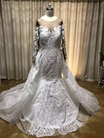 2019 lace long sleeve african wedding dresses two piece casual wedding dresses plus size detachable train robe de marie